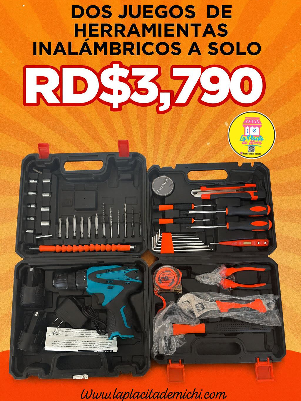 ✨🔧 ¡La combinación perfecta para tu hogar y taller! 🔧✨
Taladro Destornillador 12V con Estuche y Herramientas (Cod.jvm-57)+ 🔧 Set de Herramientas Multifuncional de 19 Piezas – Ideal para el Hogar y Oficina 🔧(Cod.88019)