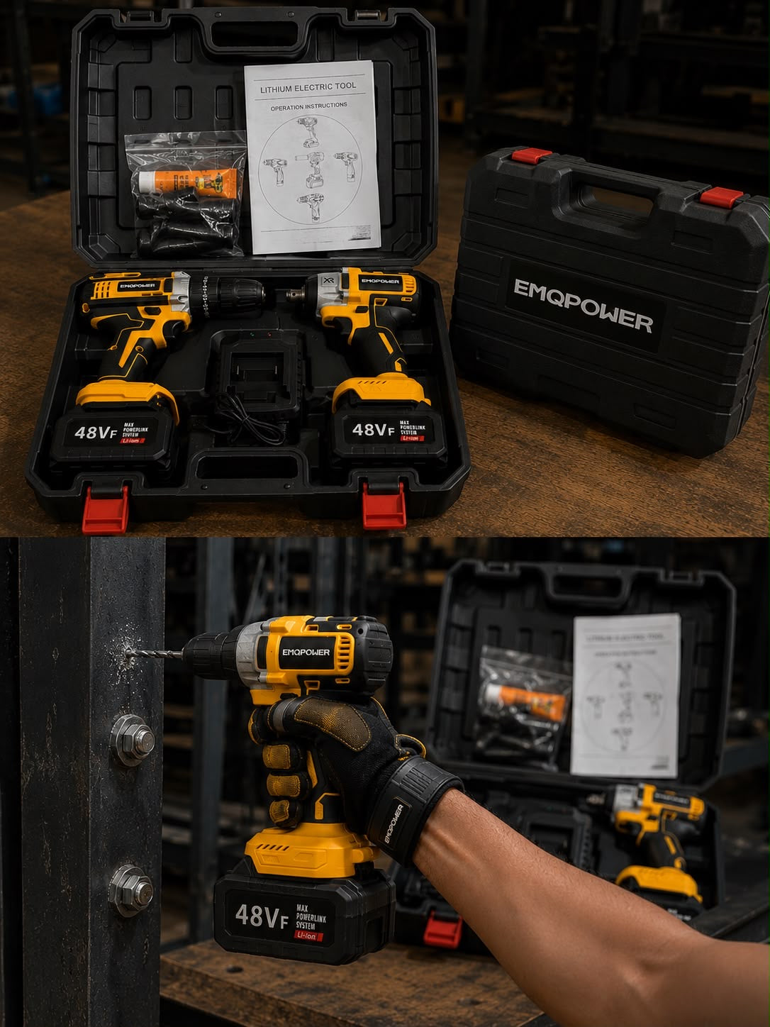 🔨 Set de Taladro + Taladro de Impacto Inalámbrico (2 Baterías Incluidas)
(Cod. MQ68)
💰 RD$4,995