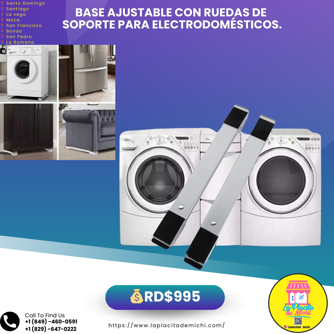 Base Ajustable con Ruedas de Soporte para electrodomésticos.