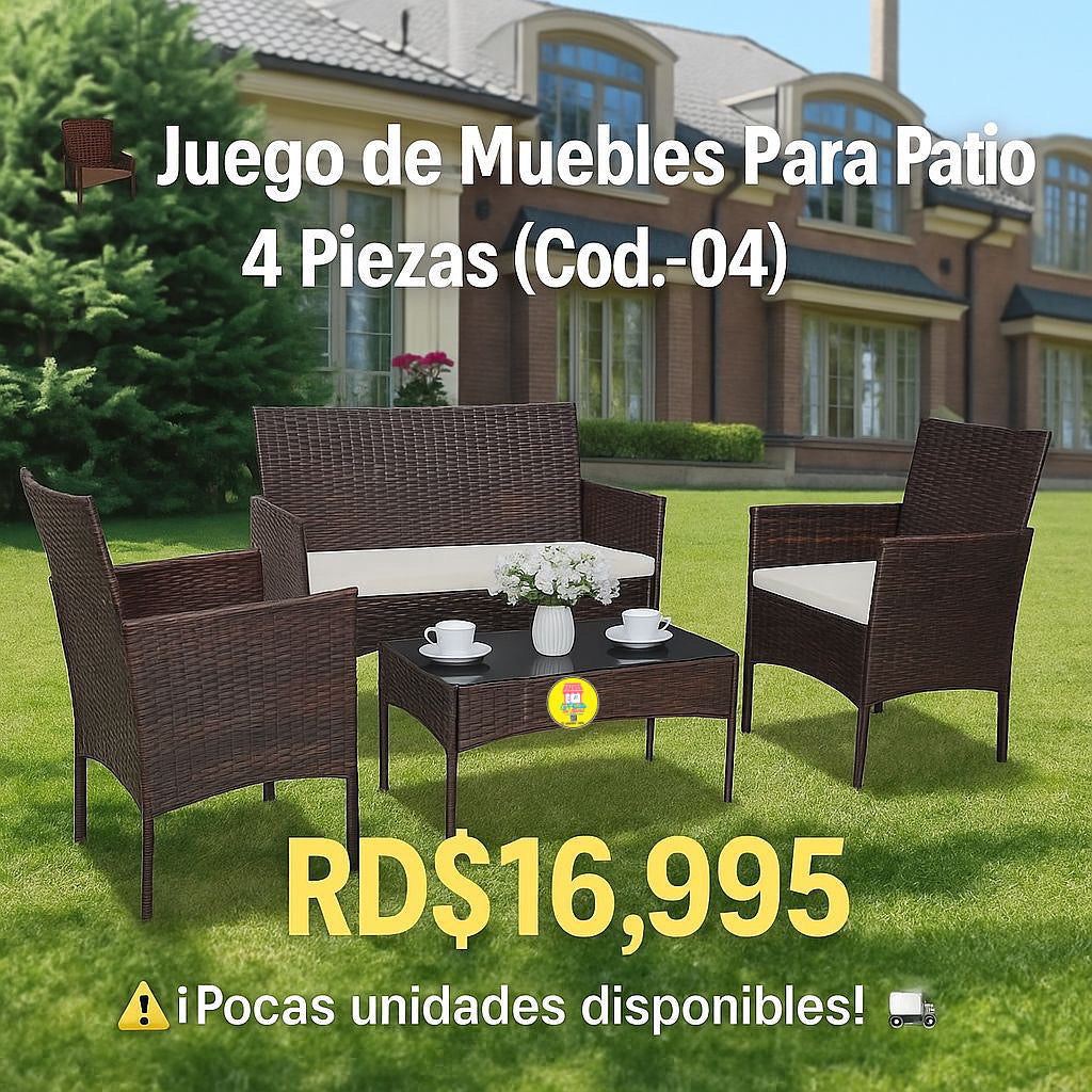 🌿 Juego de Muebles Para Patio 4 Piezas (Cod.-04) 🌞