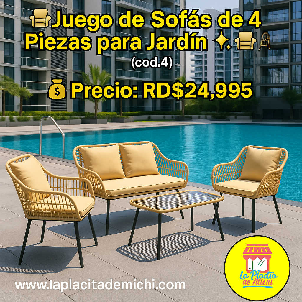 🛋️✨ Juego de Sofás de 4 Piezas para Jardín ✨🛋️ (cod.4)