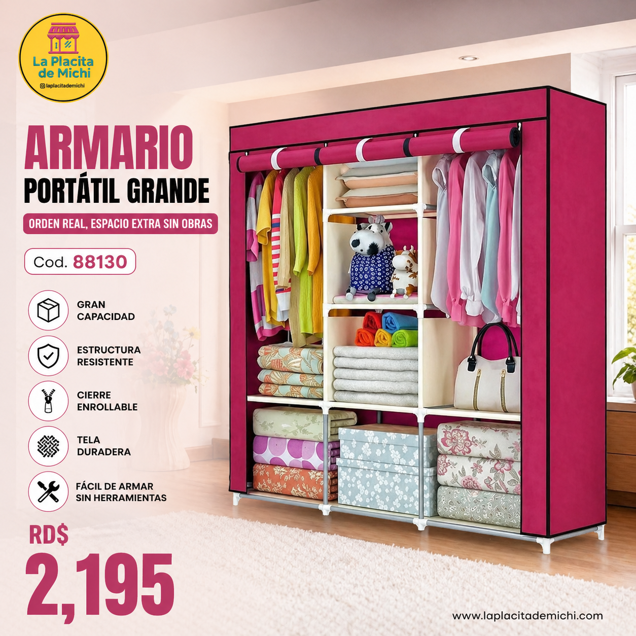 🧥 Armario Portátil Grande – Orden Real, Espacio Extra sin Obras (Cod.88130)
đź’° RD$2,195