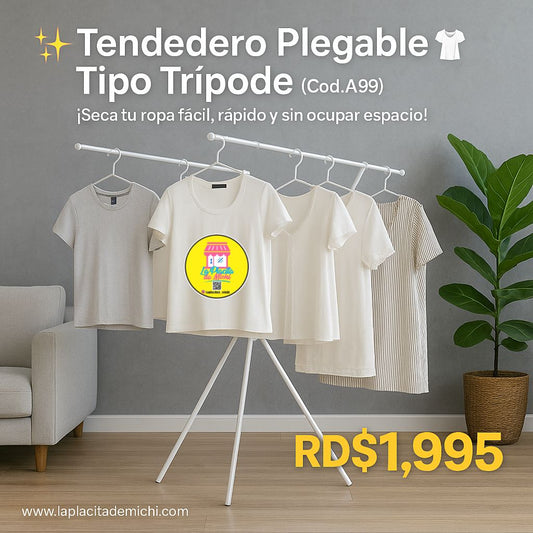 👕✨ Tendedero Plegable Tipo Trípode ✨👗 (Cod.A99)
¡Seca tu ropa fácil, rápido y sin ocupar espacio! 💡