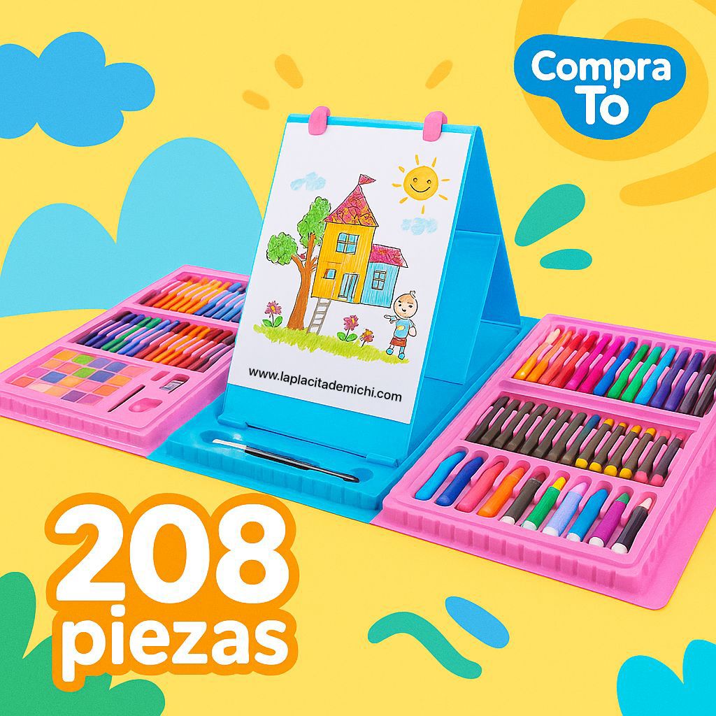 🎨 Super Mega Art Set 208 piezas – ¡La herramienta perfecta para dejar volar la imaginación en esta vuelta a clases! 🏫✏️