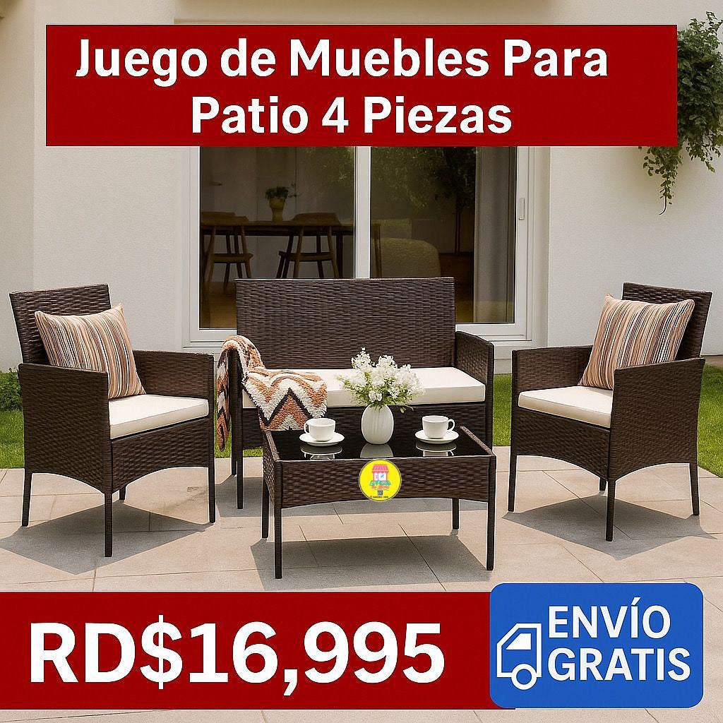🌿 Juego de Muebles Para Patio 4 Piezas (Cod.-04) 🌞