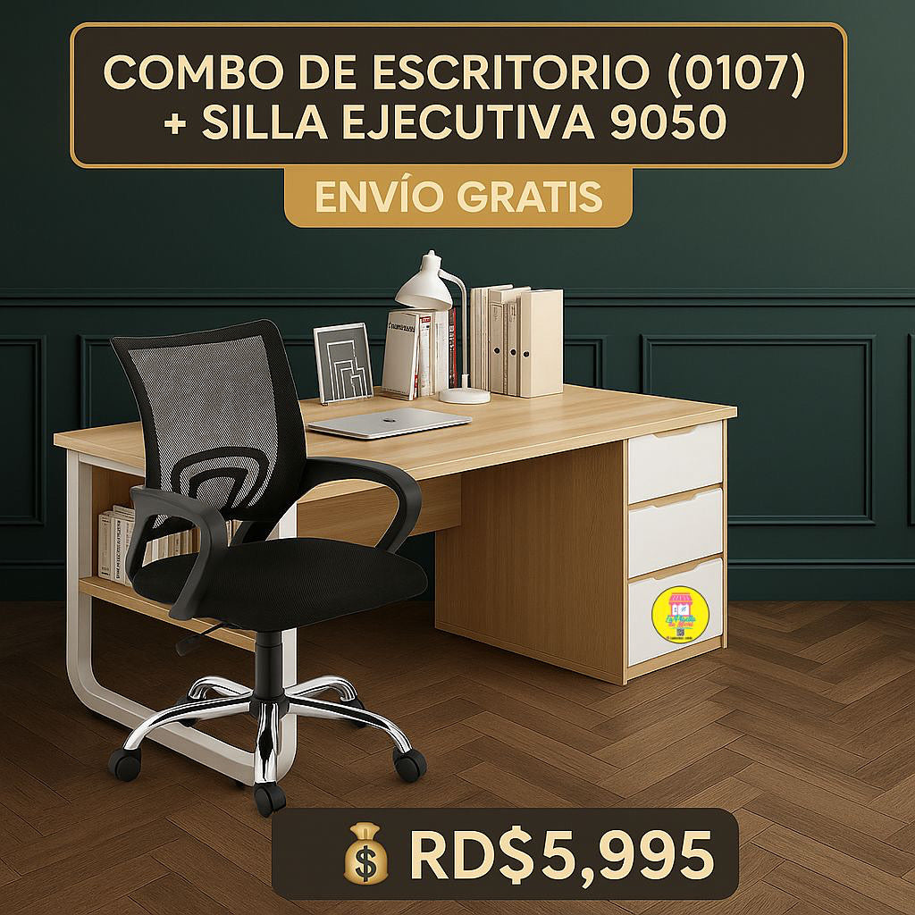 🪑 Combo de Escritorio (0107) + Silla Ejecutiva 9050 (Pocas Unidades)