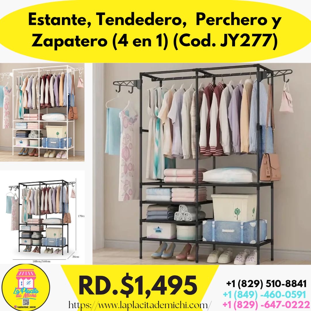 Estante, Tendedero, Perchero y Zapatero (4 en 1) (Cod. JY277)