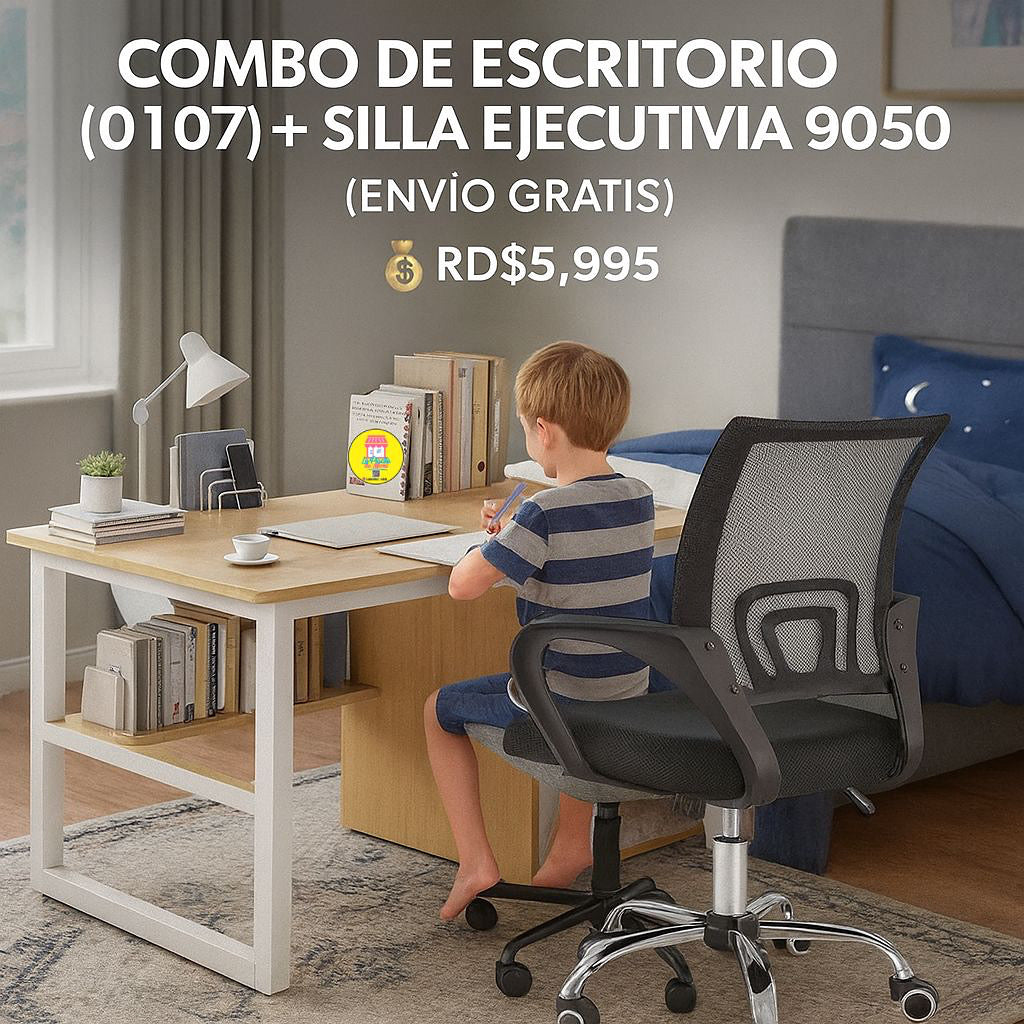 🪑 Combo de Escritorio (0107) + Silla Ejecutiva 9050 (Pocas Unidades)