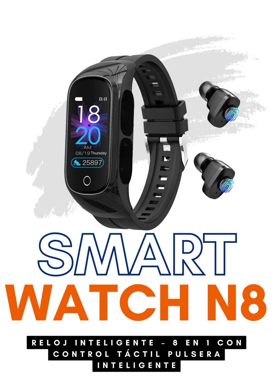 Brazalete Inteligente 8 en 1 + Auriculares