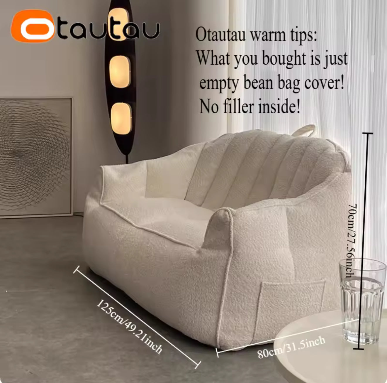 🛋️✨ Sofá Puff 2 Plazas de Algodón y Lino ✨🛋️ (Cod.1-2) (Empacado al Vacío)
(Blanco)