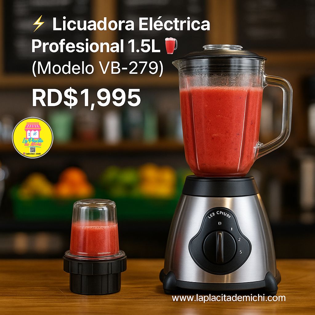 ⚡🥤 Licuadora Eléctrica Profesional 1.5L (Modelo VB-279) 🥤⚡