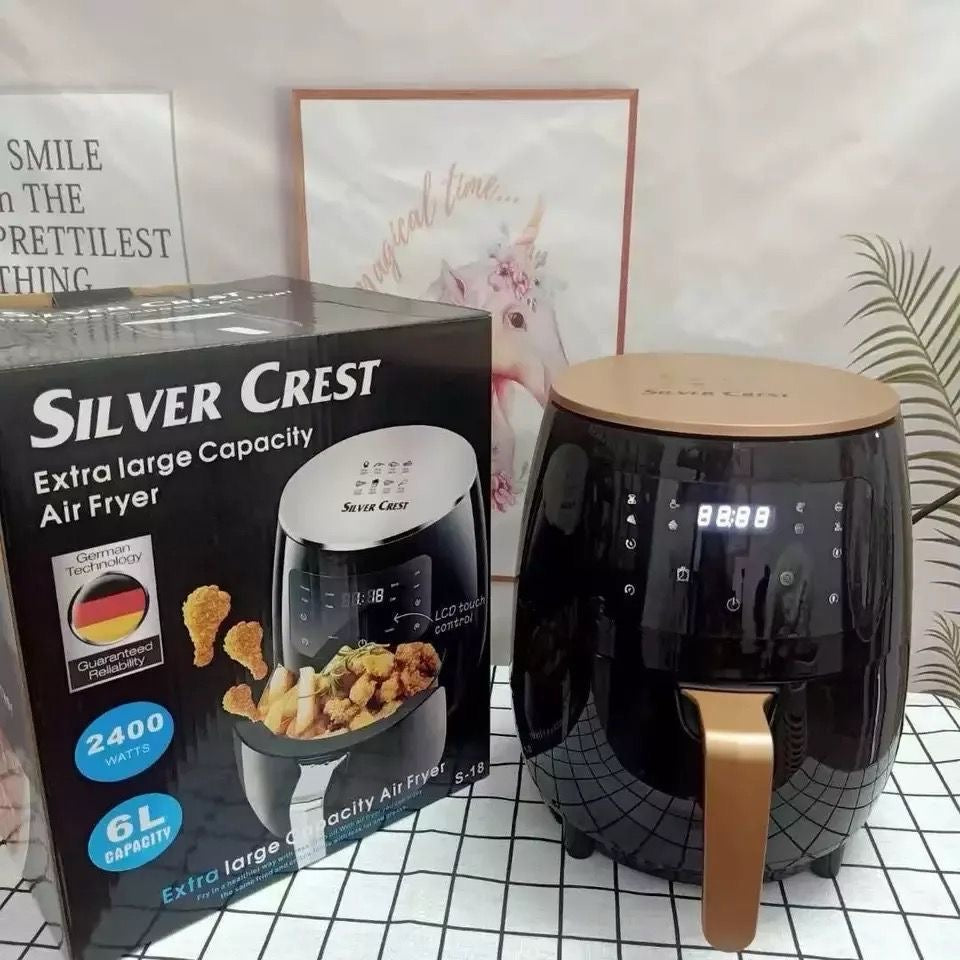 🔥🍟 FREIDORA DE AIRE SILVER CREST 6L 🍗🔥
✨ Cocina más saludable, rápida y sin aceite ✨
(Capacidad XL de 6L – 2400W)