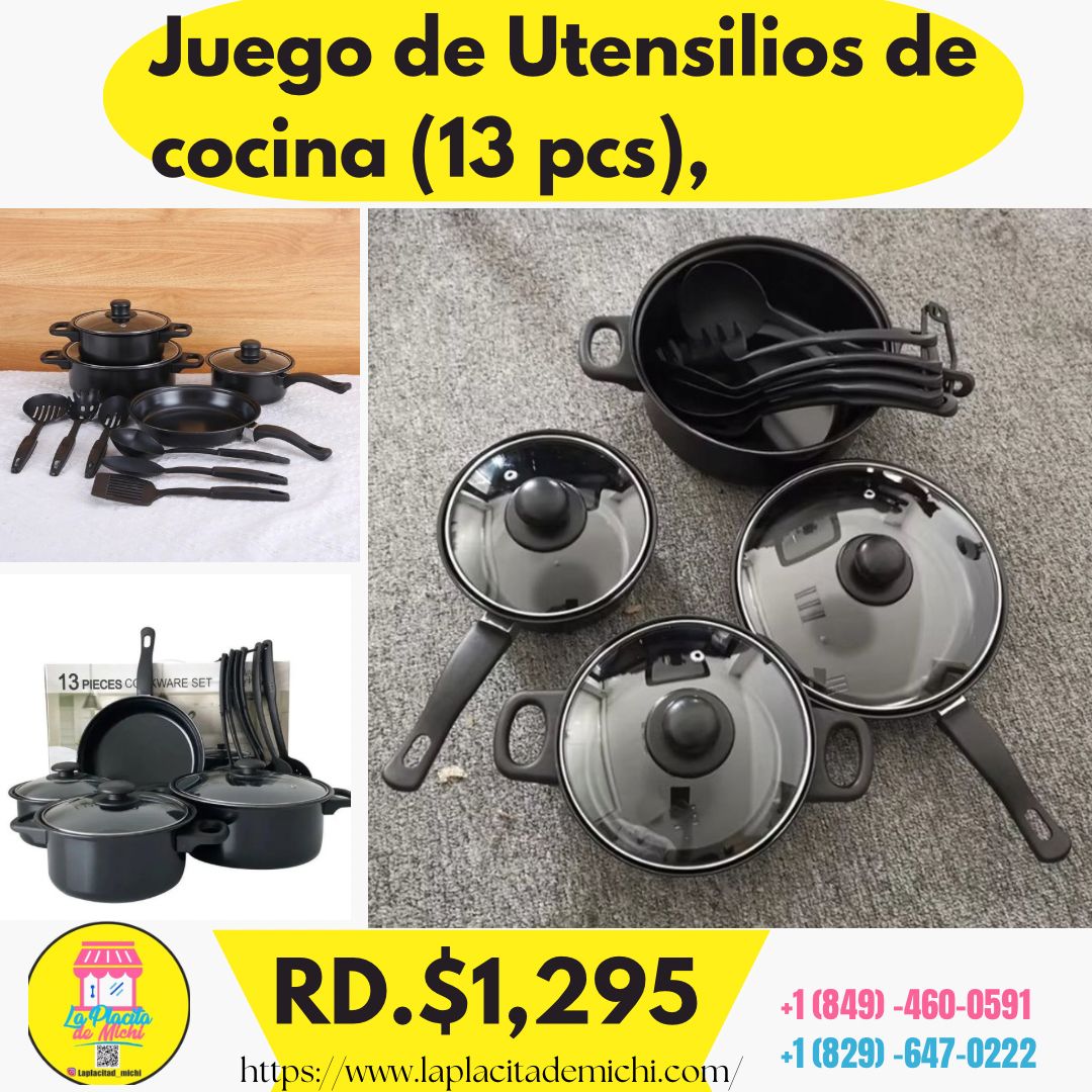 🍳✨ Set de Ollas y Sartenes Juego de Utencilios de 13 Piezas – ✨🍳
💰RD$1,295