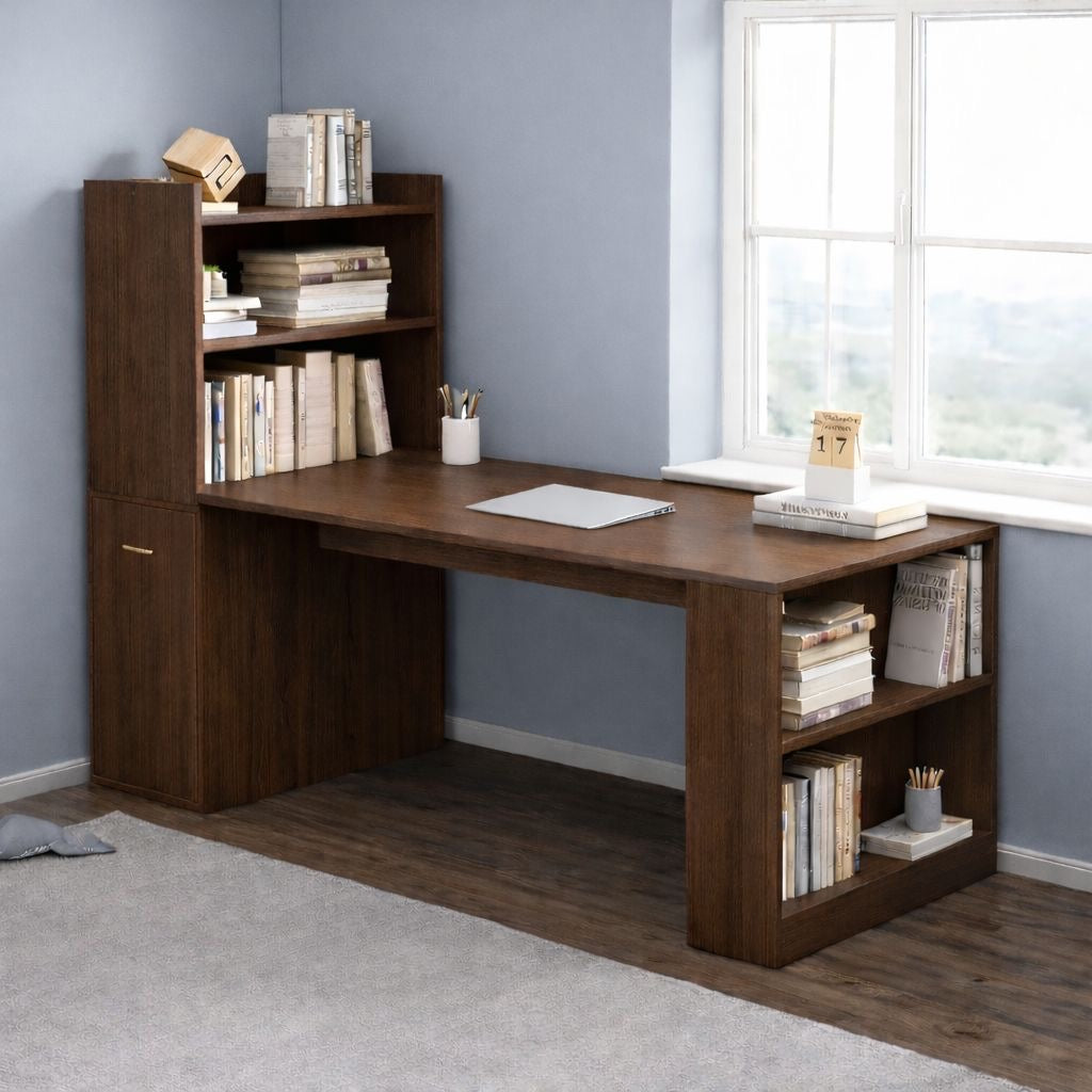 ✨ Escritorio con Estantería Lateral y Superior – Diseño Moderno Multifuncional (Cod.823708 Marrón)✨
💰RD$4,995