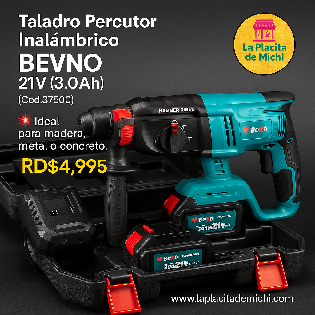 🔩⚡ ¡Potencia sin cables, trabajo sin límites! ⚡🔩
Taladro Percutor Inalámbrico BENO 21V (3.0Ah) (Cod.37500)
💥 Ideal para madera, metal o concreto.
💰RD$4,995