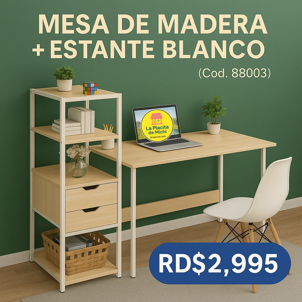 🪑✨ Mesa Escritorio + Estante Multifuncional ✨🪑 (Amarillo)
(Cod. 88003)
💰 RD$2,995