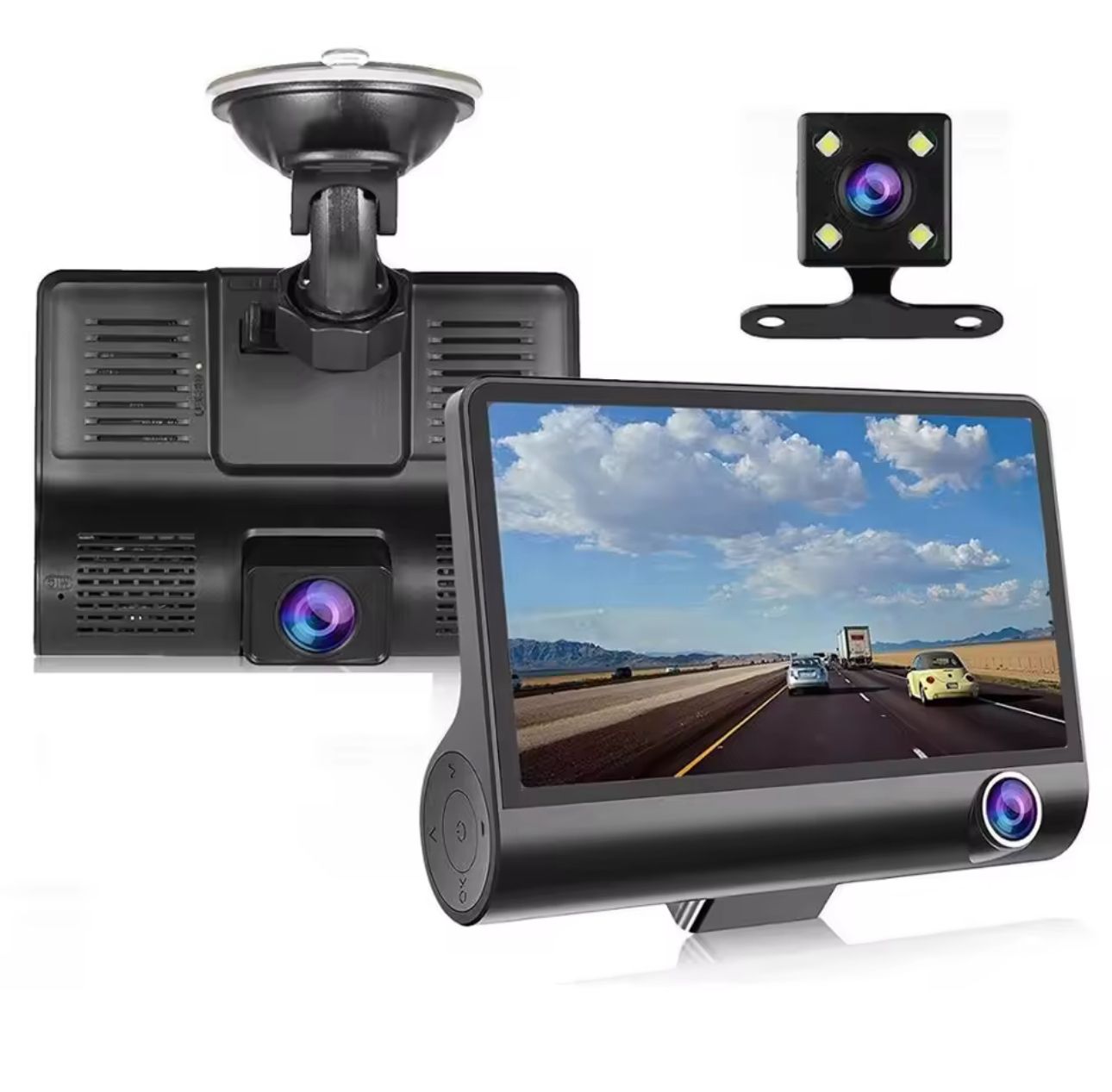 🚘📹 Cámara de Coche de 3 Canales – Seguridad Total 24/7 (Cod.882)