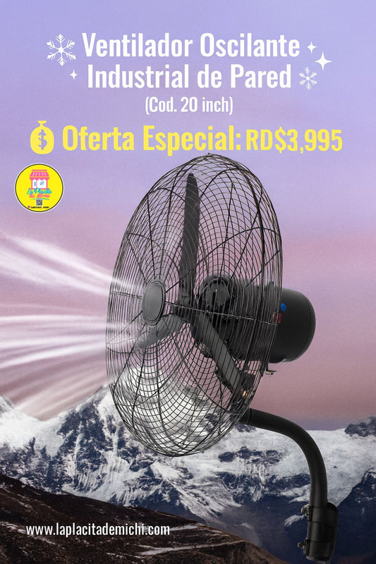 Abanico de Pared ❄️✨ Ventilador Oscilante Industrial de Pared ✨❄️ (Cod.20 inch)