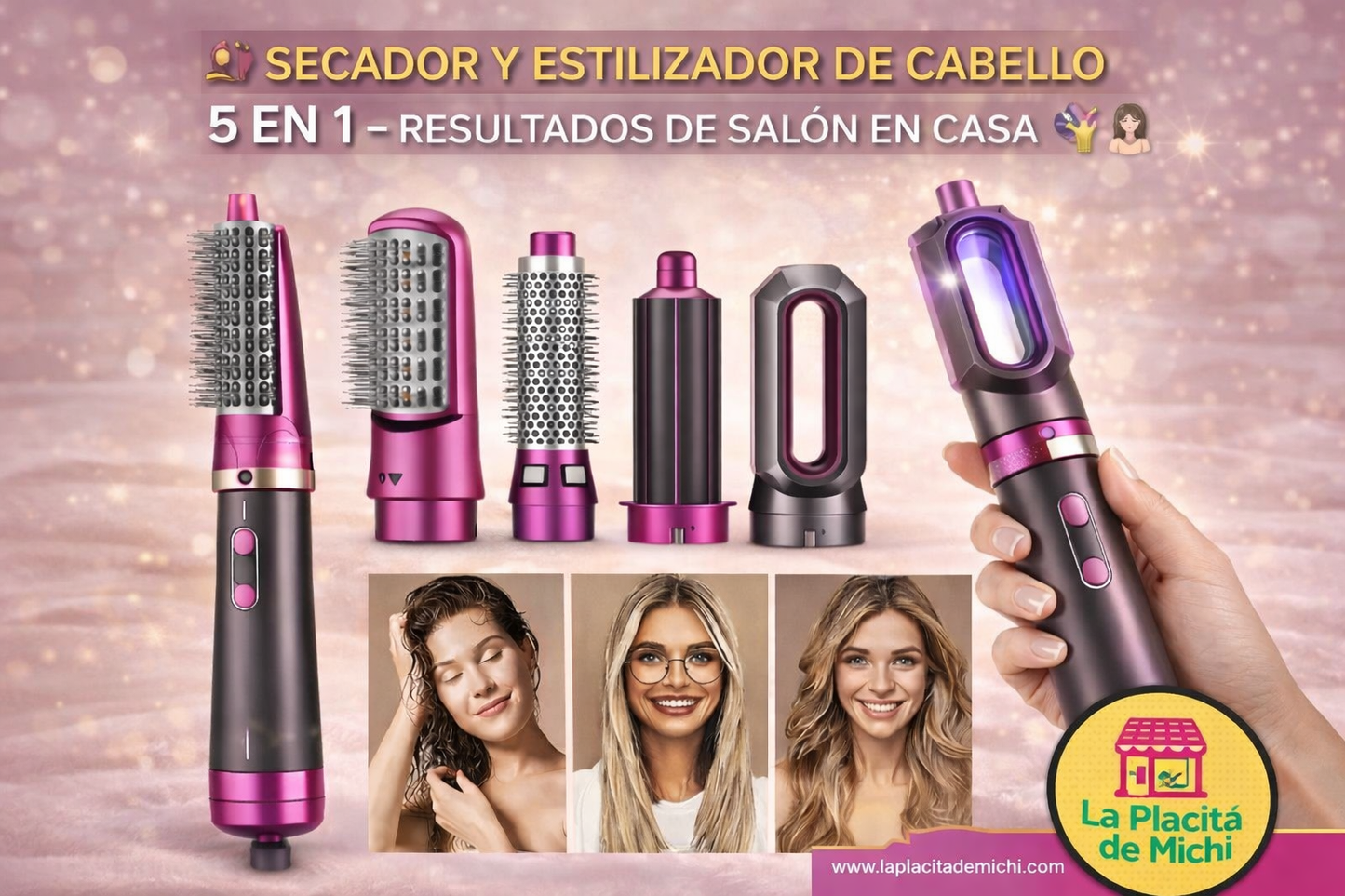 💇♀️✨ SECADOR Y ESTILIZADOR DE CABELLO 5 EN 1 – RESULTADOS DE SALÓN EN CASA ✨💇♀️
💰RD$1,495