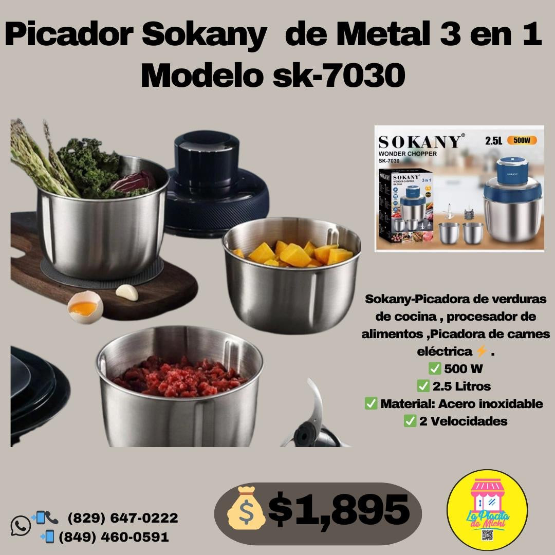 Picador Sokany  de Metal 3 en 1 
Modelo sk-7030
