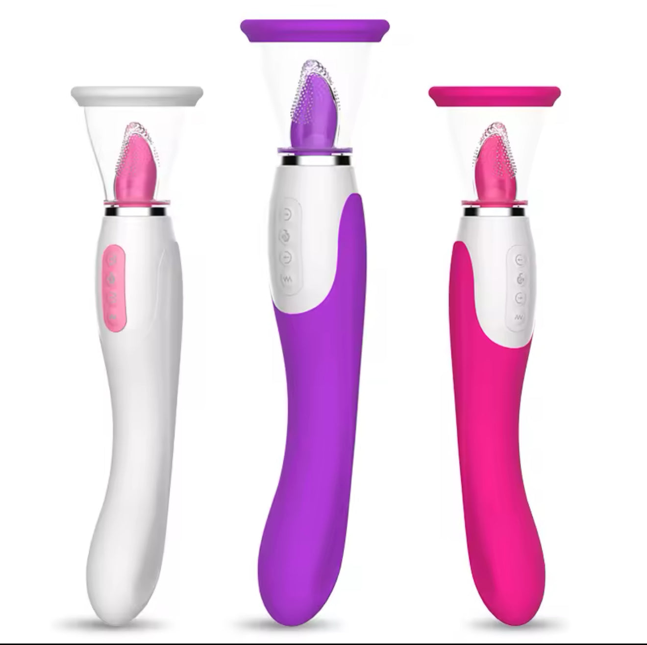 Consolador Vibrador de Lengua,Succionador de Pezon y Succionador de Clitoris