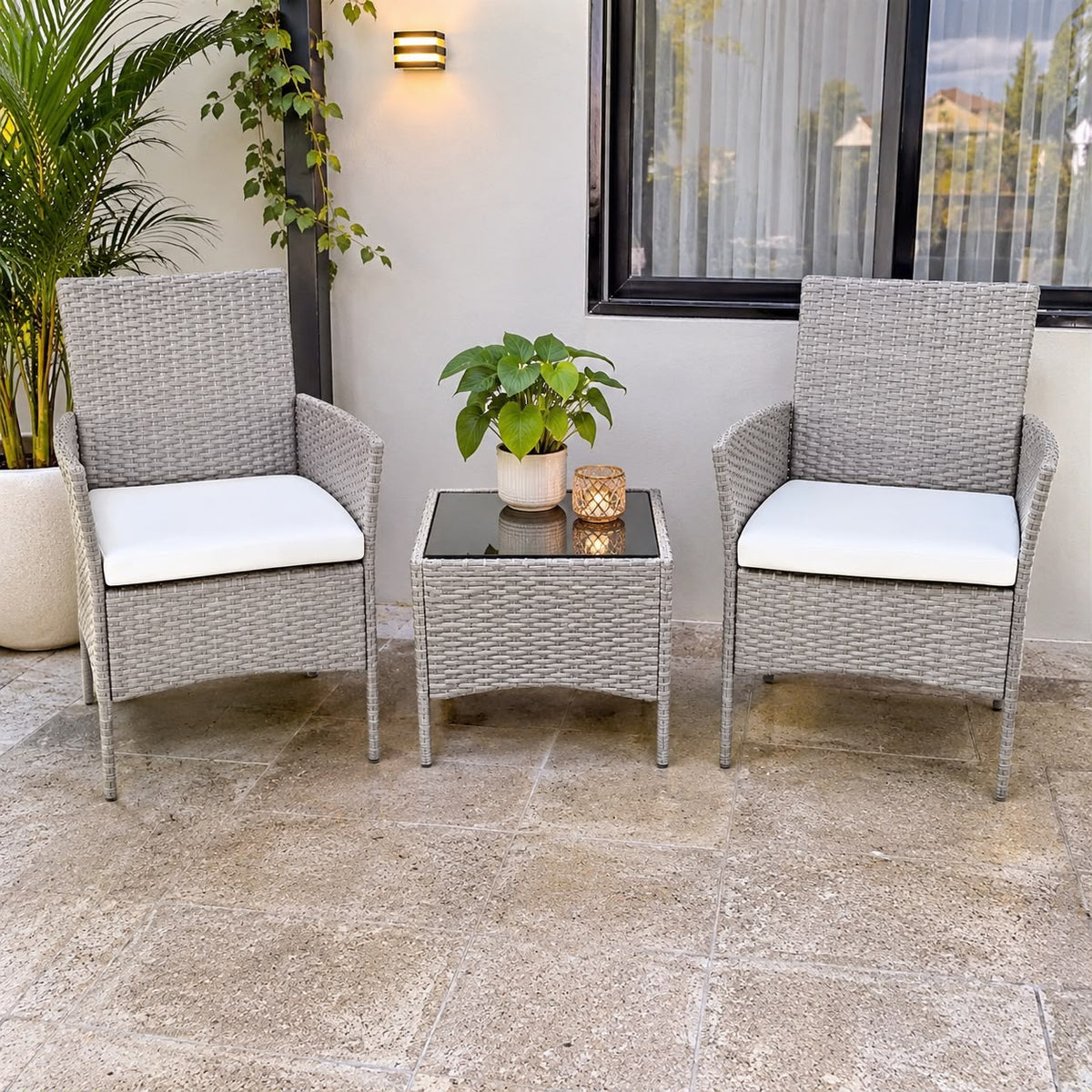 Juego de Terraza de 3 Piezas en Ratan Sintético – Elegancia y Comodidad
🆔 (Cod. 681108-3 GRIS)
💰 Precio: RD$8,995