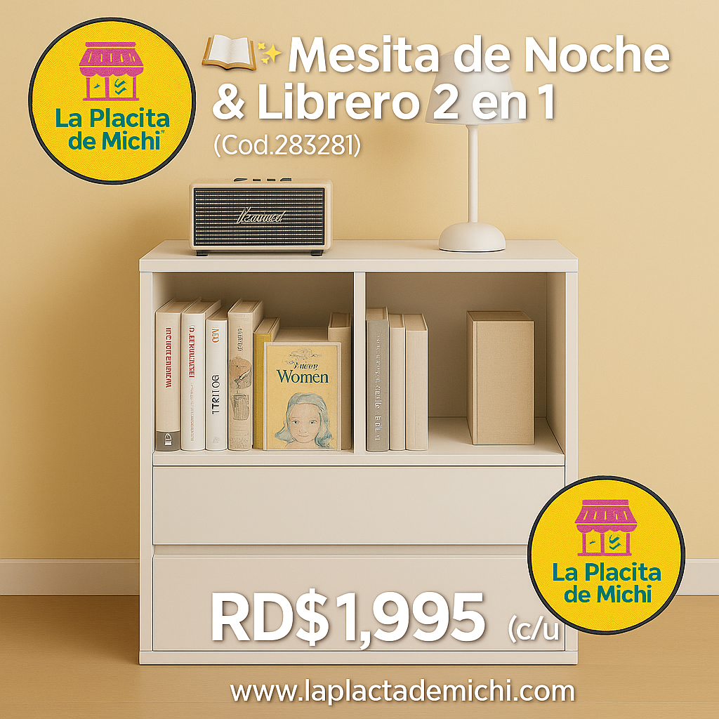 📖✨ Mesita de Noche & Librero 2 en 1
(Cod.283281)
💰RD$1,995 (c/u)