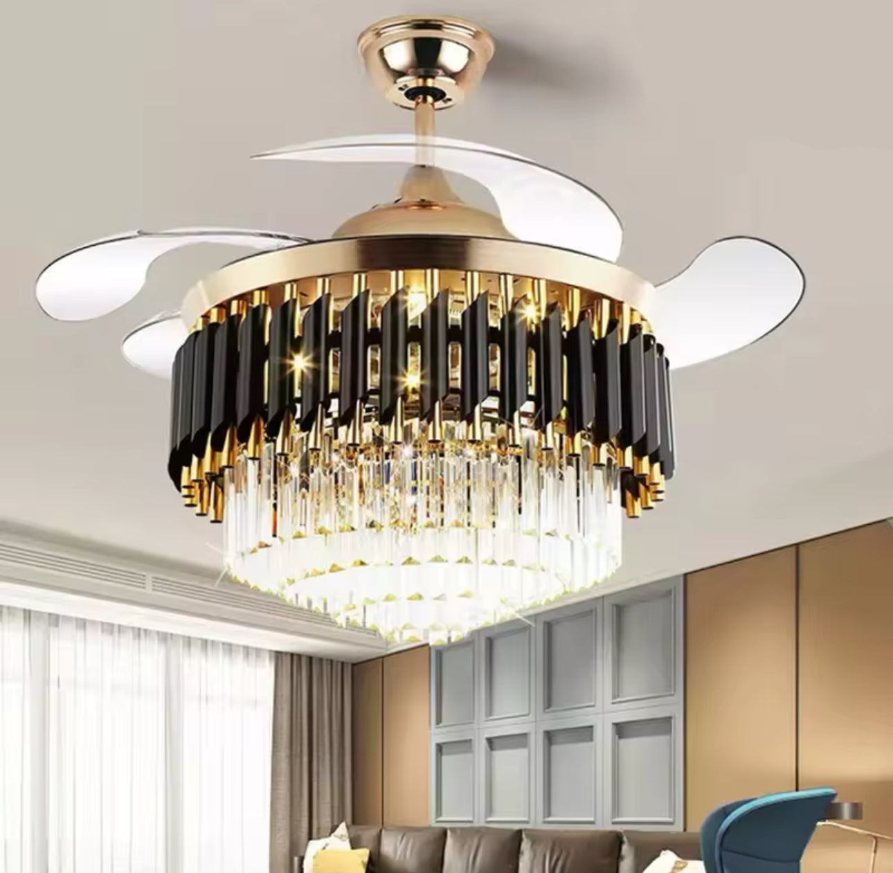 Lámpara De Techo Inteligente Con Abanico, Control y Bluetooth. (Cod.9273)