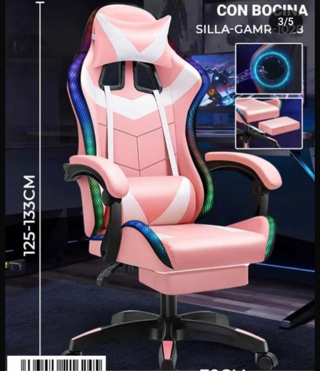 Silla Gammer Con Luz Y Reposa Pies + Bocina Integrada 🔊 y Control