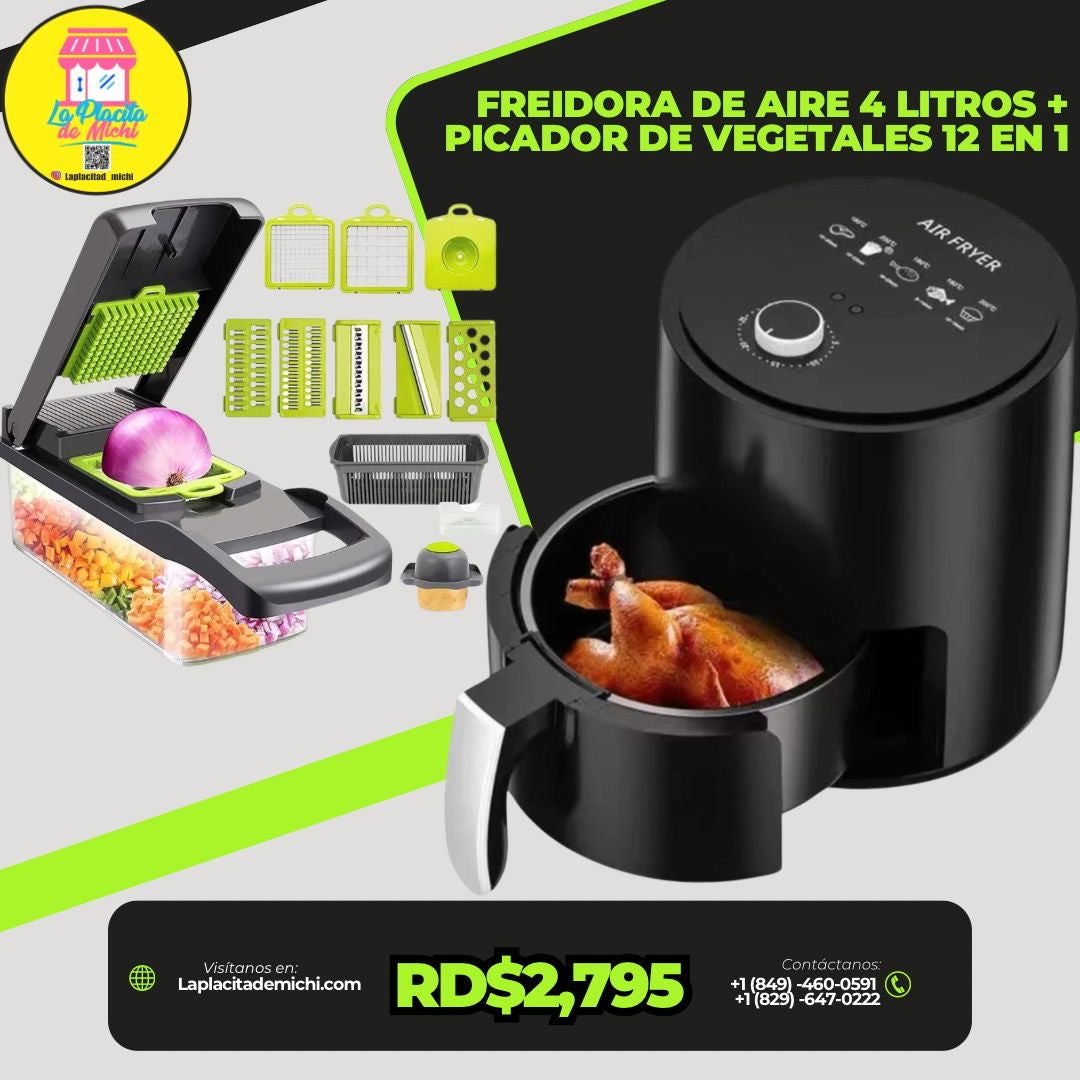Freidora de Aire 4 Litros + Picador de Vegetales