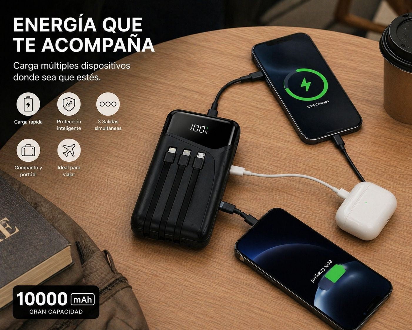 🔋⚡ POWER BANK 10,000 mAh – CARGA RÁPIDA DONDE SEA QUE ESTÉS ⚡🔋 (Cod. M-25001)
💰RD$995