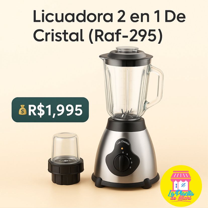 Licuadora 2 en 1 De Cristal (Raf-295)