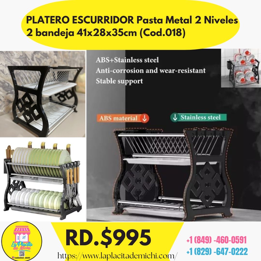 PLATERO ESCURRIDOR Pasta Metal 2 Niveles 2 bandeja 41x28x35cm (Cod.018)