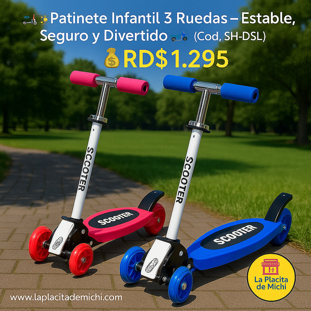 🛴✨ Patinete Infantil 3 Ruedas – Estable, Seguro y Divertido ✨🛴(Cod.SH-DSL)
💰RD$1,295