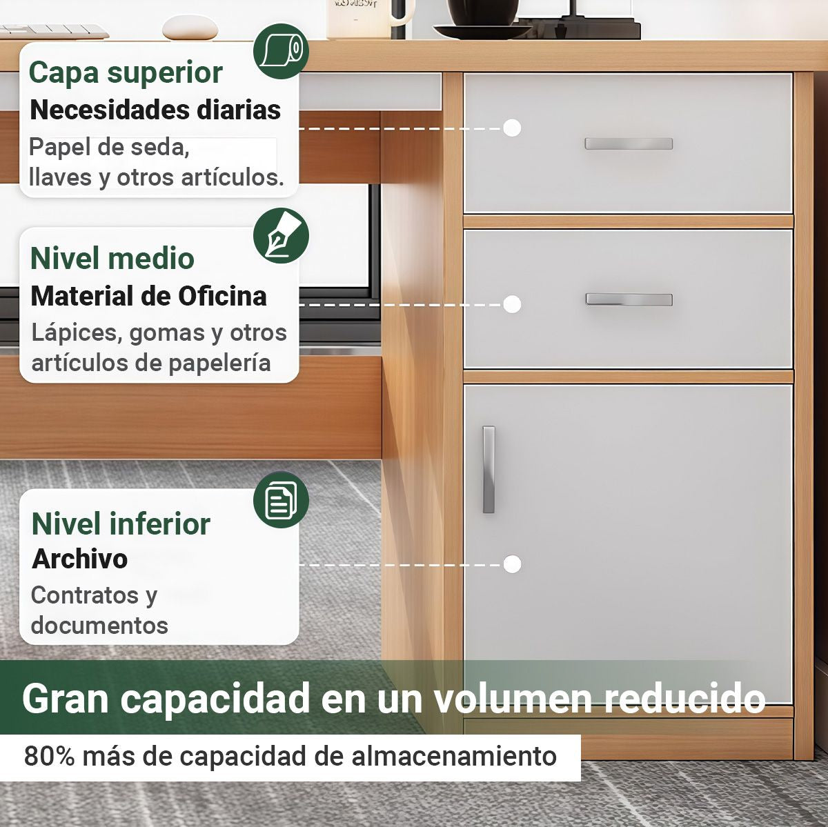 🪑✨ Escritorio Moderno Multifuncional con 3 Compartimentos ✨🪑
(Cód. 250106) (120cmx60cm)
💰RD$3,995