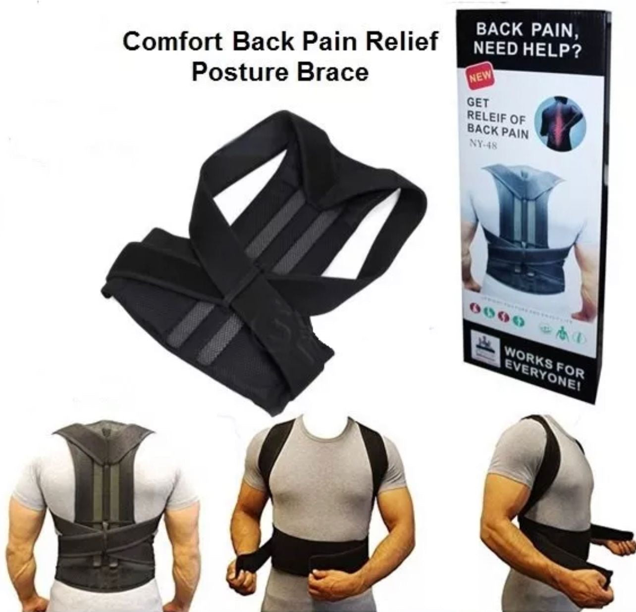 Corrector De Postura ajustable De neopreno para espalda superior e inferior.