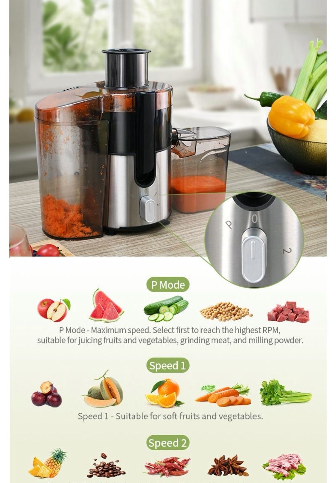 Extractor de Jugos, Licuadora, Molinillo, Moledor de Carnes -850W- (4 en 1) (Cod.808)