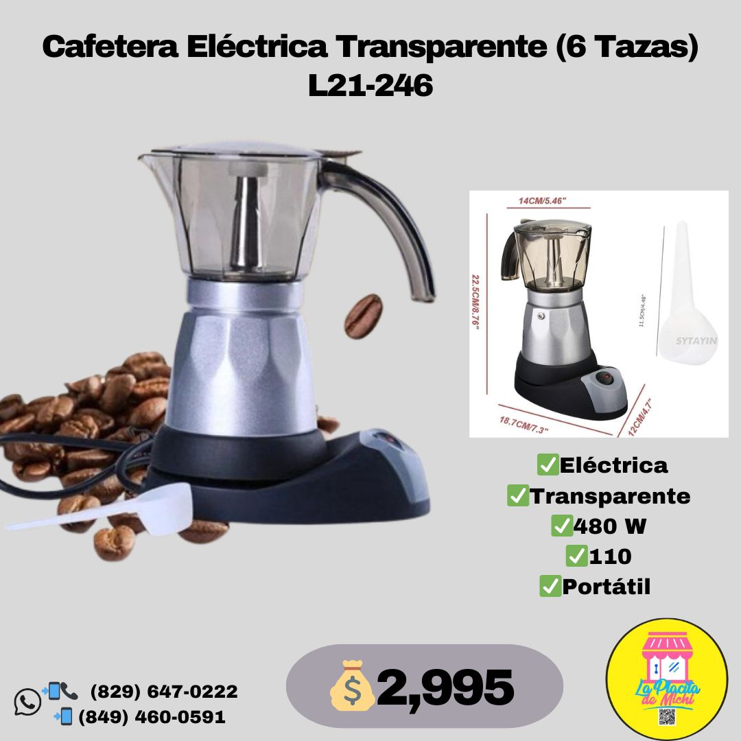 Cafetera Eléctrica Transparente (6 Tazas) L21-246