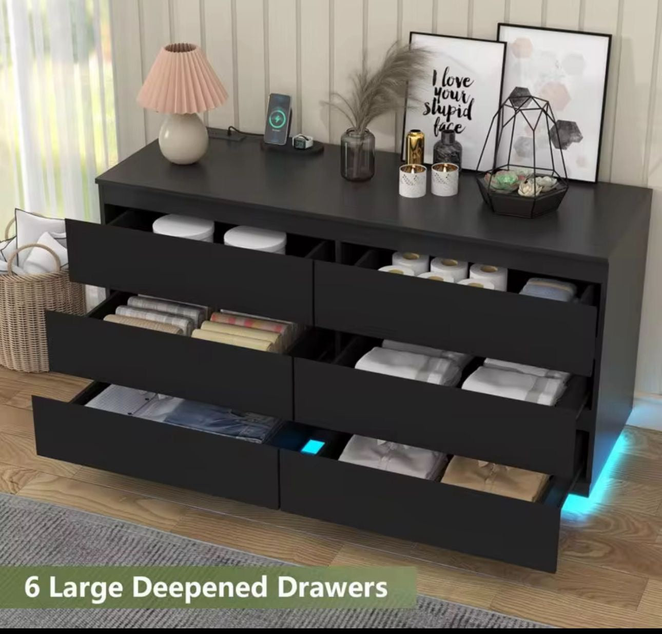 🧺 Armario de Almacenamiento con 6 Cajones Color Negro – Organización Práctica. (Cod. 80025-3)