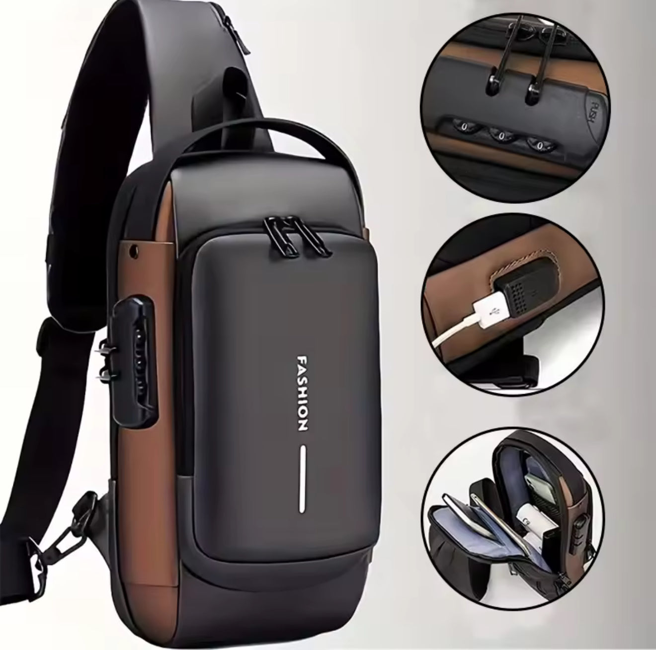 Bolso Cruzado de Hombre Impermeable y Candado de Seguridad
(Cod.M-35)