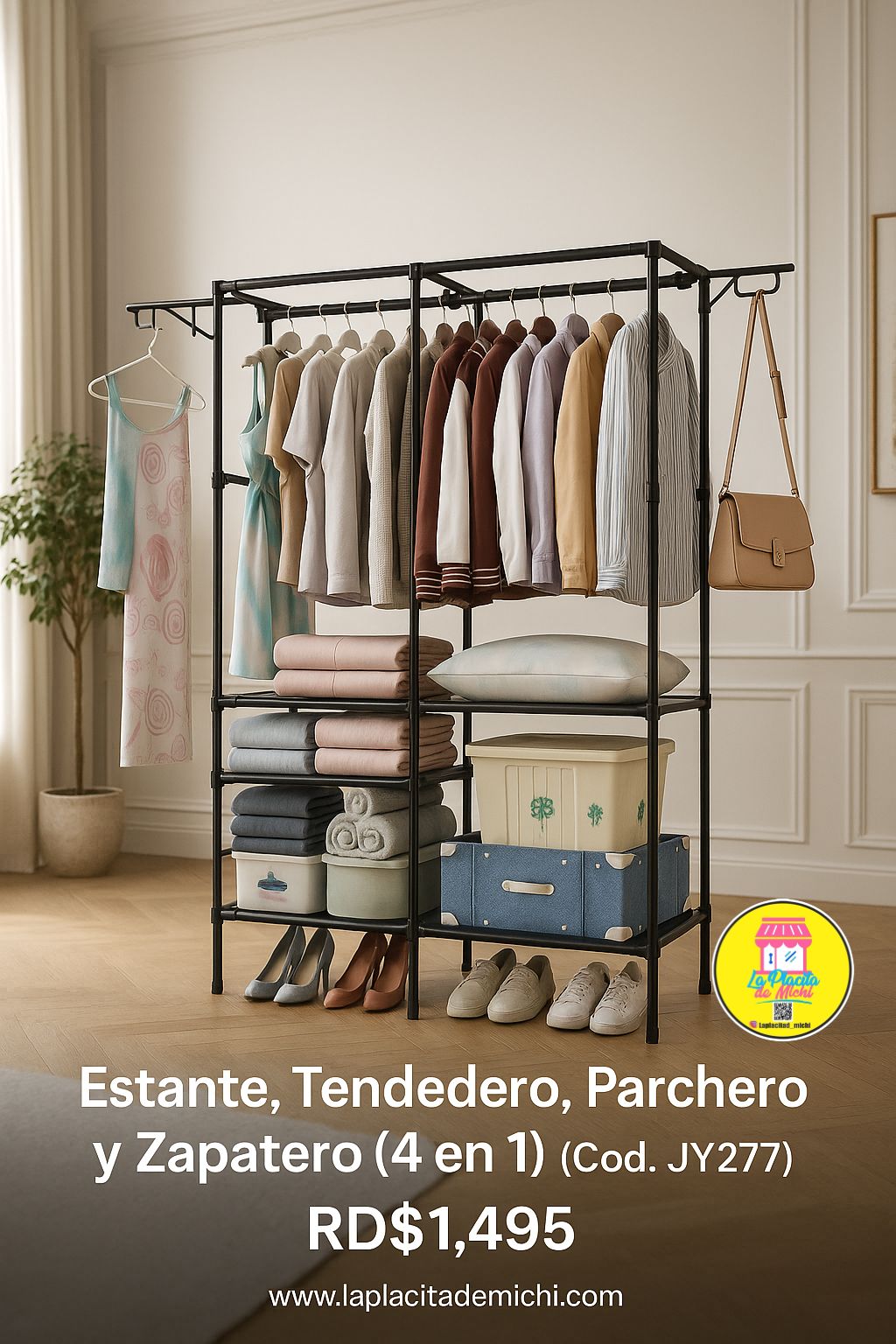 Estante, Tendedero, Perchero y Zapatero (4 en 1) (Cod. JY277)