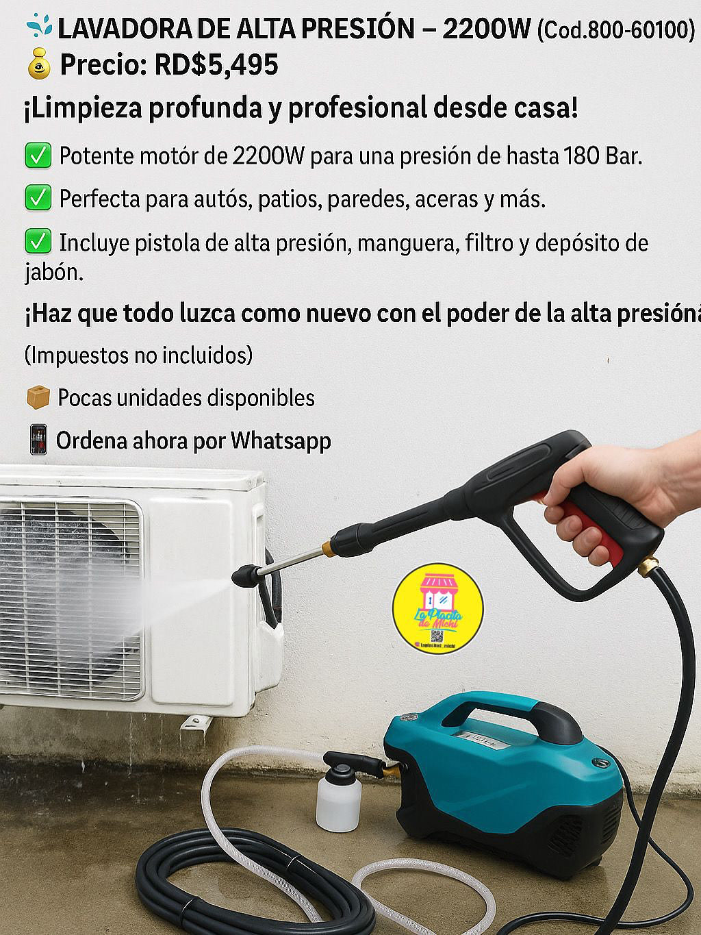 💦 LAVADORA DE ALTA PRESIÓN – 2200W (Cod.800-60100)