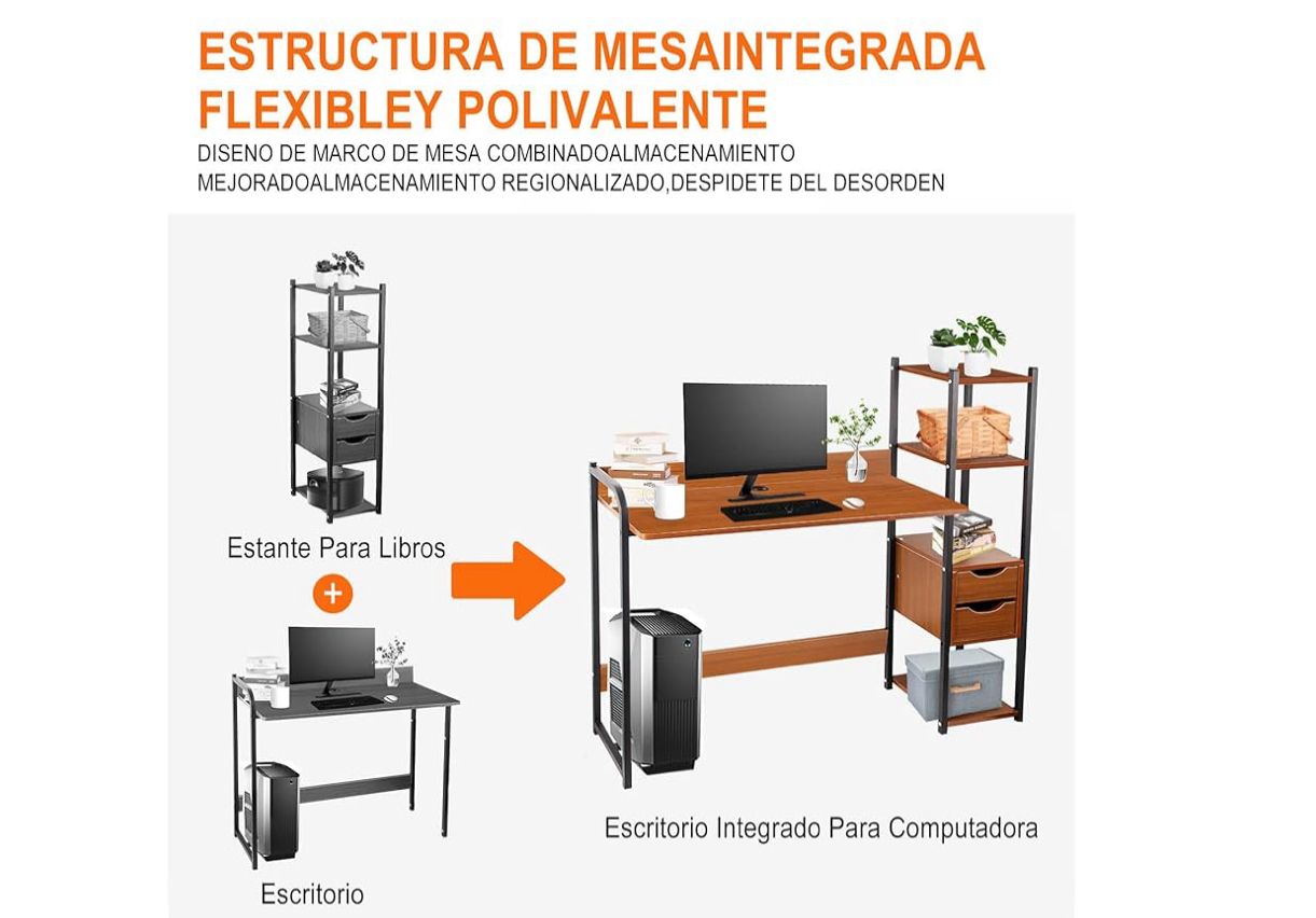 🪑✨ Escritorio Multifuncional con Estante Lateral (Color Marrón) (Cod. 88002) ✨🪑
💰 RD$2,995