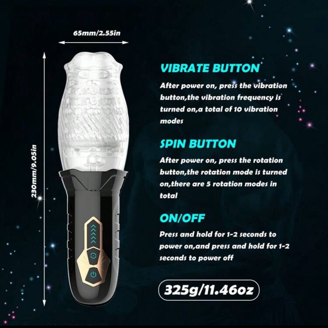 Masturbador Masculino 360º (10 Velocidades)