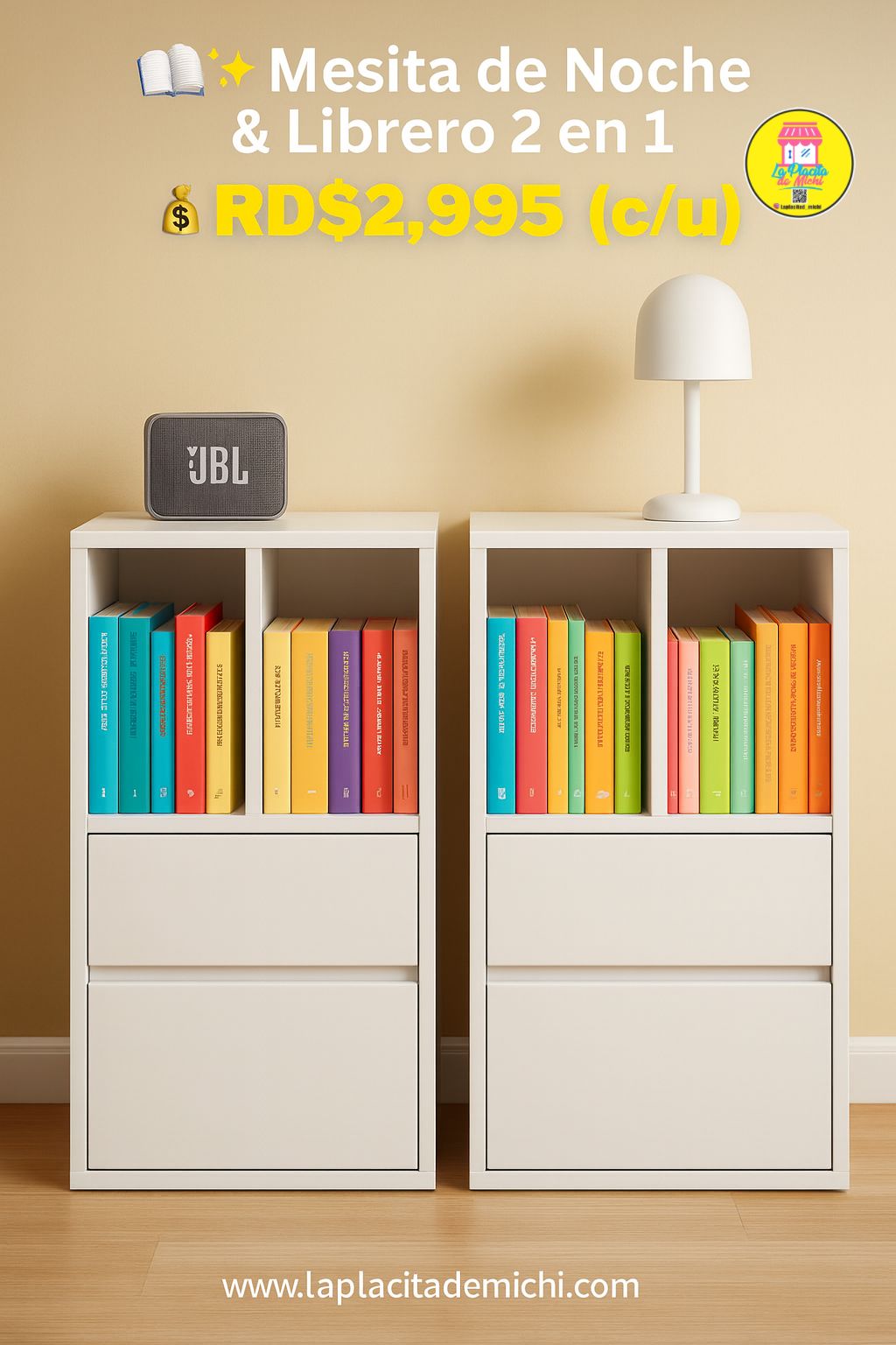 📖✨ Mesita de Noche & Librero 2 en 1
(Cod.283281)
💰RD$1,995 (c/u)