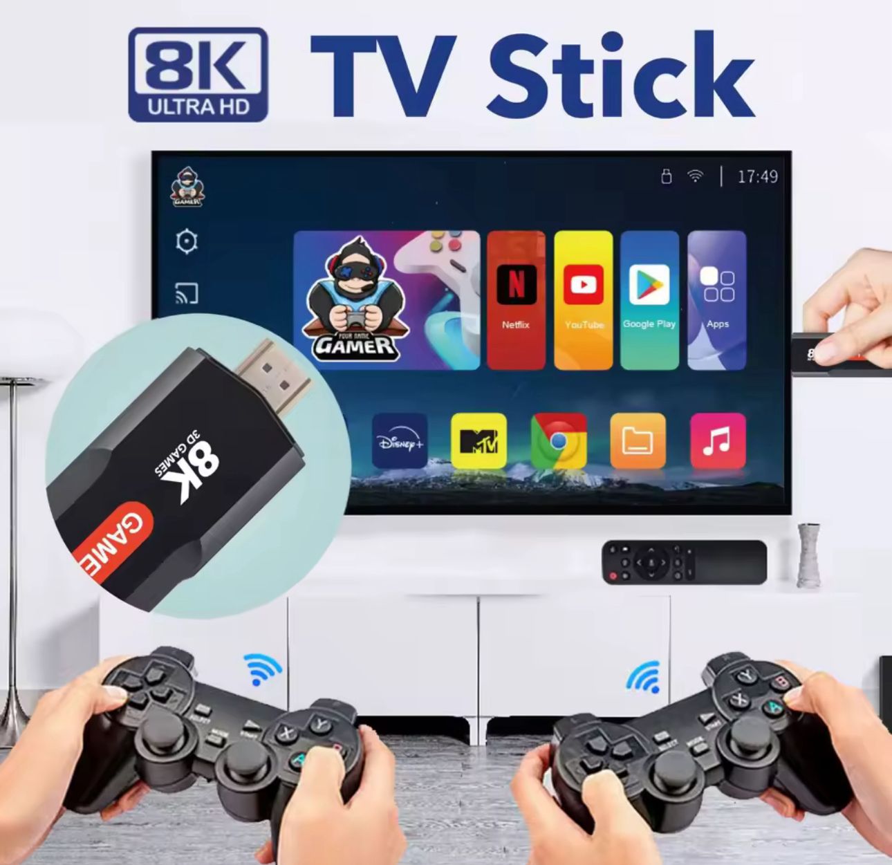 🎮🔥 Game TV Stick 8K Ultra HD– Consola Retro + Sistema Dual. (Cod.8Kx2)