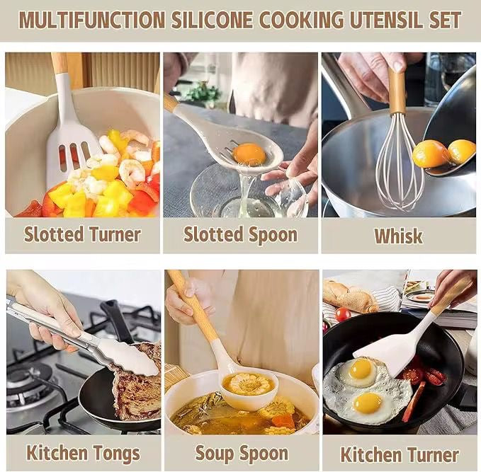 🍳✨ Dale estilo y practicidad a tu cocina con este Set de Utensilios de Silicona con Mango de Madera ✨🍴
🍳 Juego de 12 Utensilios de Cocina Antiadherentes (Cod.008)
💰 Precio: RD$995 (Oferta 🔥🔥🔥)
