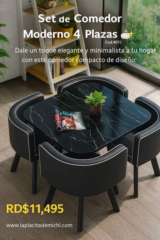 🍽️✨ Set de Comedor Moderno 4 Plazas ✨🍽️ (Cod.401)
Dale un toque elegante y minimalista a tu hogar con este comedor compacto de diseño: