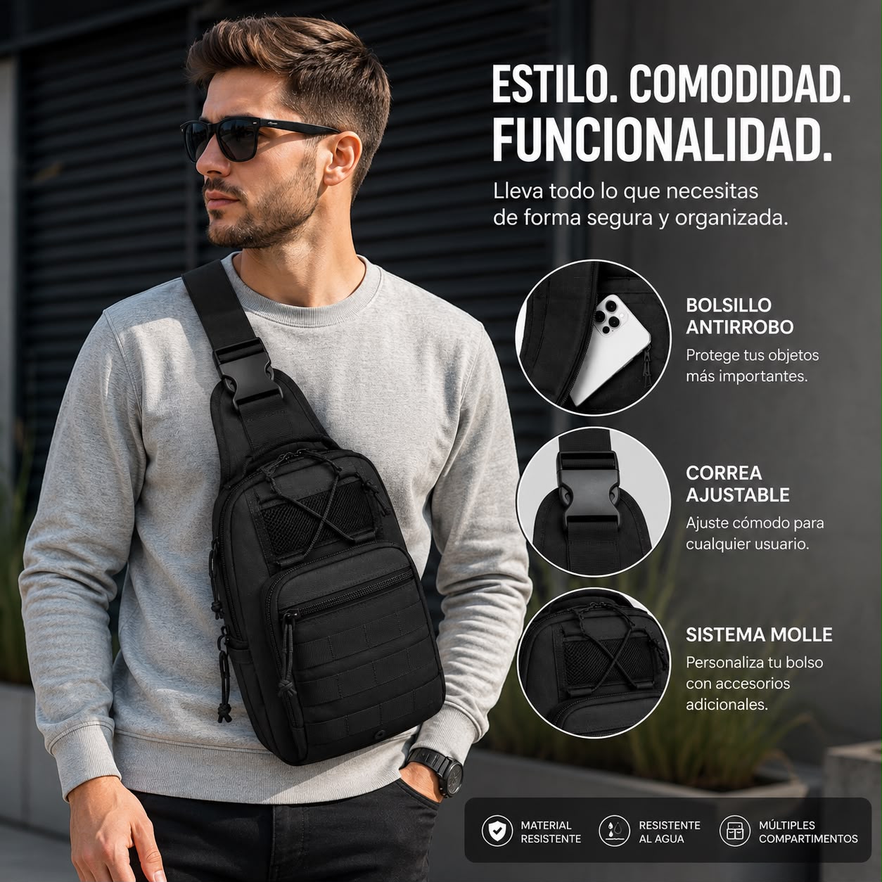 🎒🖤 BOLSO TÁCTICO CRUZADO MULTIFUNCIONAL – COMODIDAD, SEGURIDAD Y ESTILO EN CUALQUIER MOMENTO 🖤🎒(Cod. 8036)
💰 RD$1,495