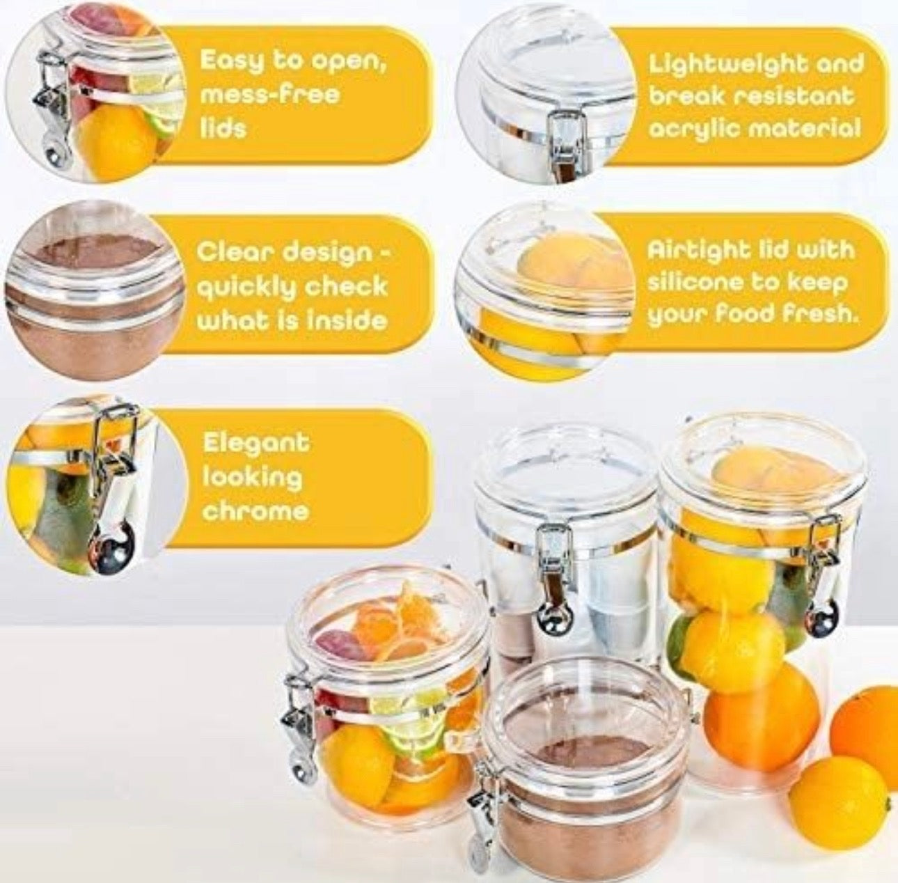 ✨ Set de Envases Organizadores Herméticos con Cierre Metálico (4 en 1)✨
¡Mantén tu cocina ordenada y tus alimentos siempre frescos! 🌾🍪☕
